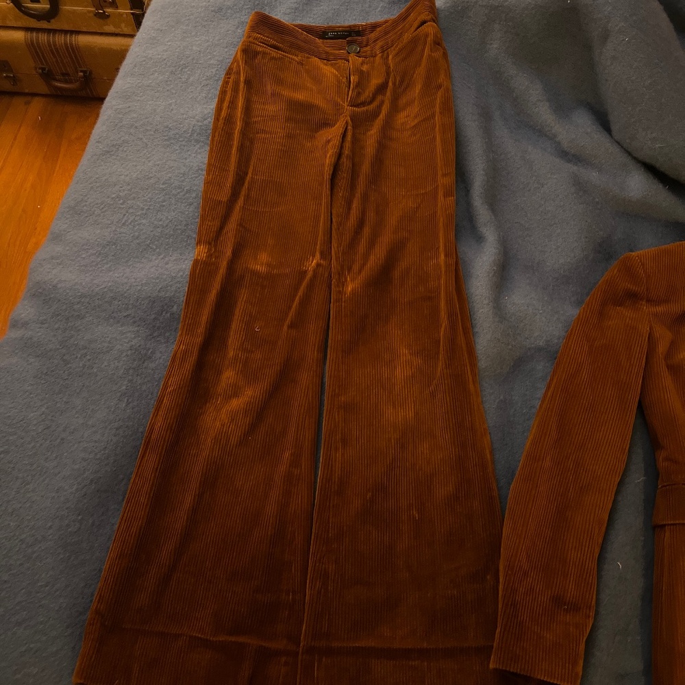 Zara rust orange corduroy suit